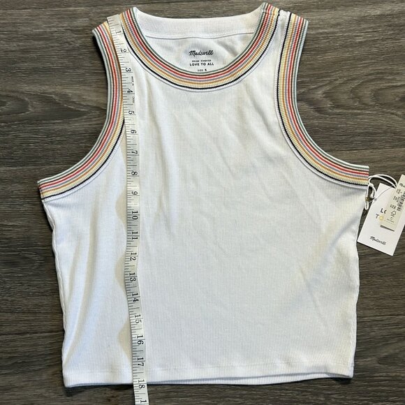 Madewell Small The Pride Brightside Crop Tank Top White Rainbow Love to All - Picture 5 of 10